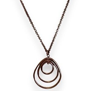 Dangly Teardrop  Necklace Geometric Rose Gold Tone 16”